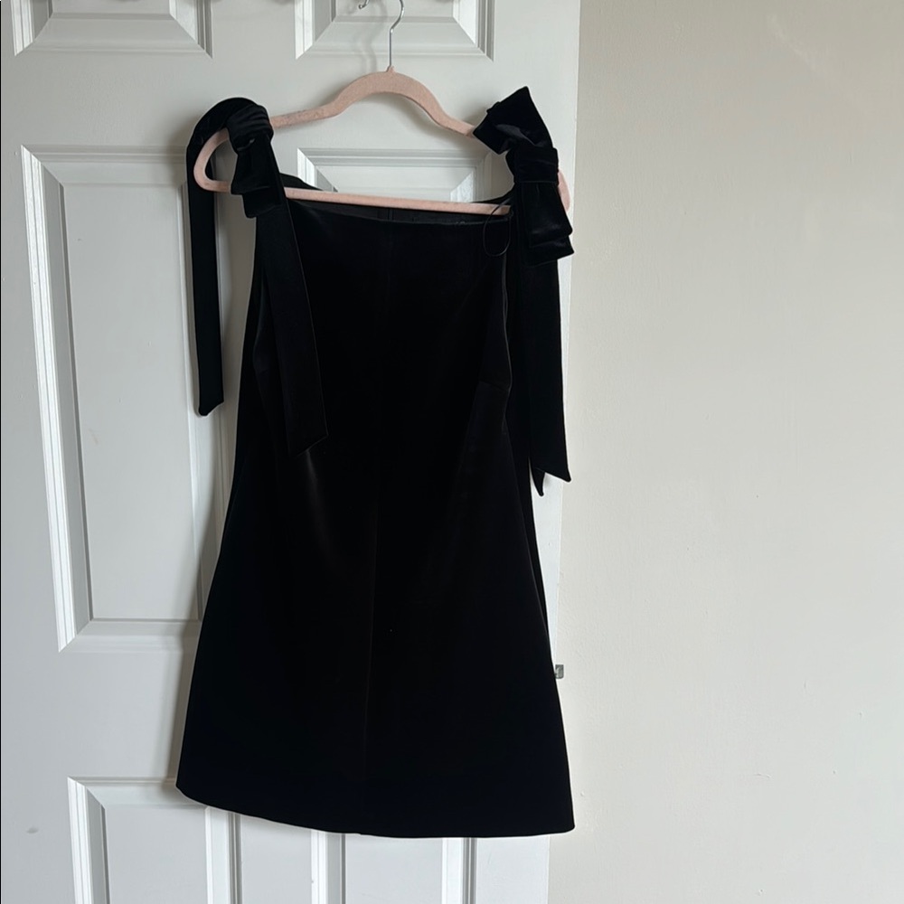 Zara Black Velvet Tie-Shoulder Mini Dress
